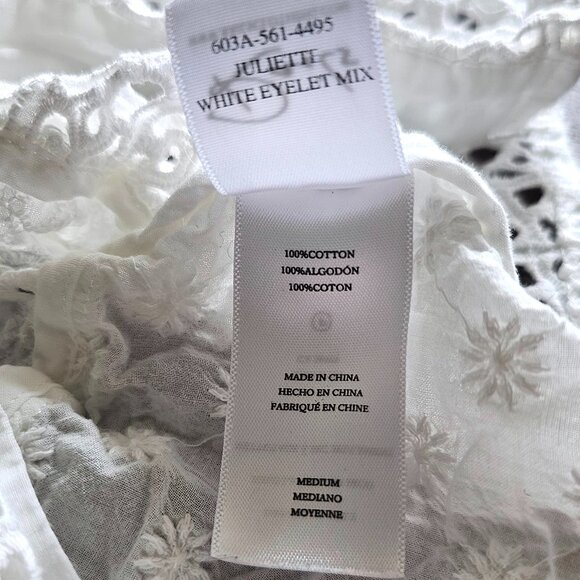 Rails Juliette White Eyelet Mix Button Up Long Sleeve Shirt, M, White - Picture 8 of 9